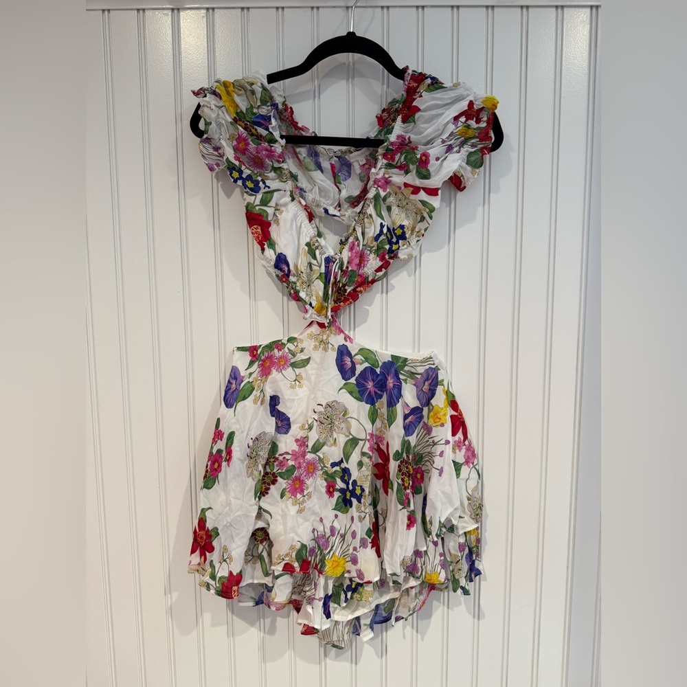 Olivaceous Floral Ruffle Romper - Multicolor